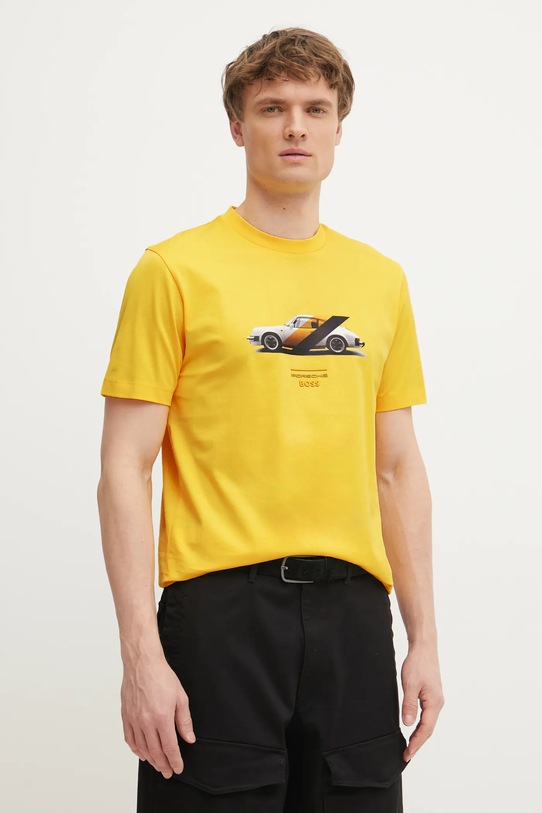 Bavlněné tričko BOSS žlutá 50531455