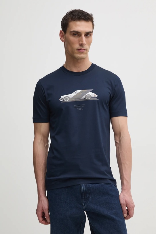 BOSS t-shirt bawełniany granatowy 50531455