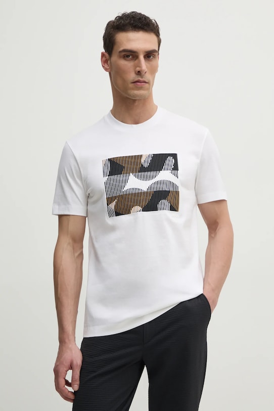 BOSS tricou din bumbac imprimeu alb 50531862