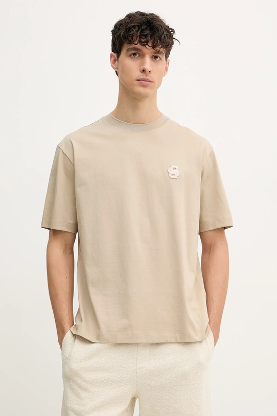 BOSS tricou din bumbac imprimeu bej 50533343