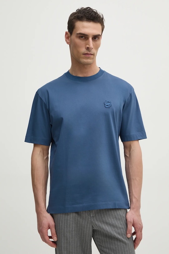BOSS t-shirt bawełniany bawełna niebieski 50533343