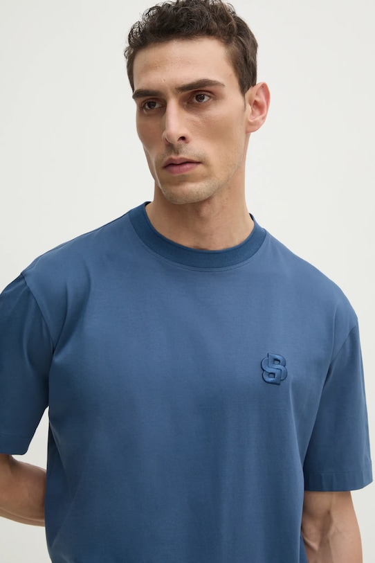 BOSS t-shirt bawełniany niebieski 50533343