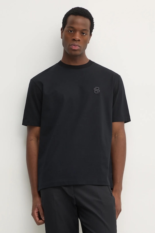 BOSS t-shirt in cotone applique nero 50533343