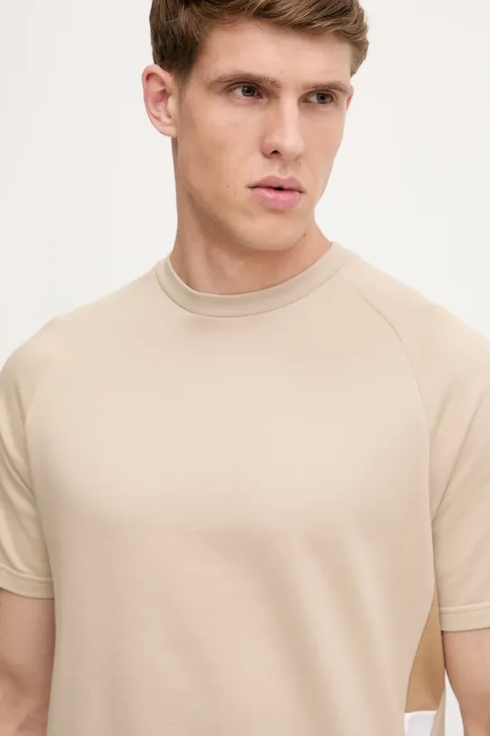 Bavlnené elegantné tričko BOSS béžová 50535784