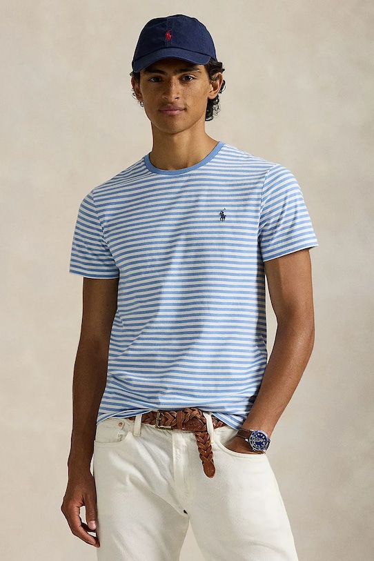 Polo Ralph Lauren t-shirt bawełniany wzorzyste niebieski 710956828