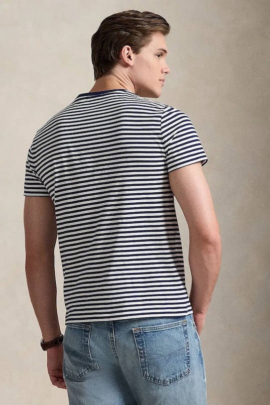 Bombažna kratka majica Polo Ralph Lauren 710956828 mornarsko modra SS26