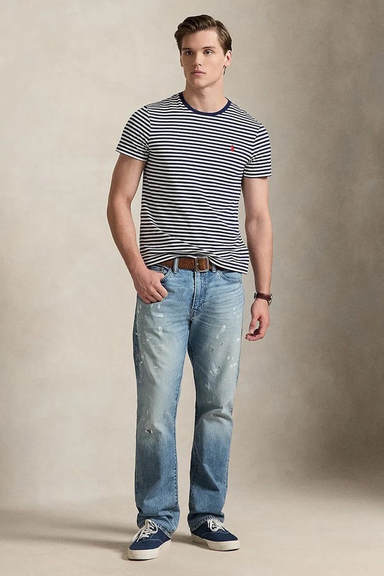 Ρούχα Βαμβακερό μπλουζάκι Polo Ralph Lauren 710956828 σκούρο μπλε