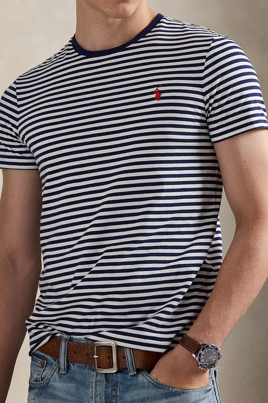 Βαμβακερό μπλουζάκι Polo Ralph Lauren σκούρο μπλε 710956828