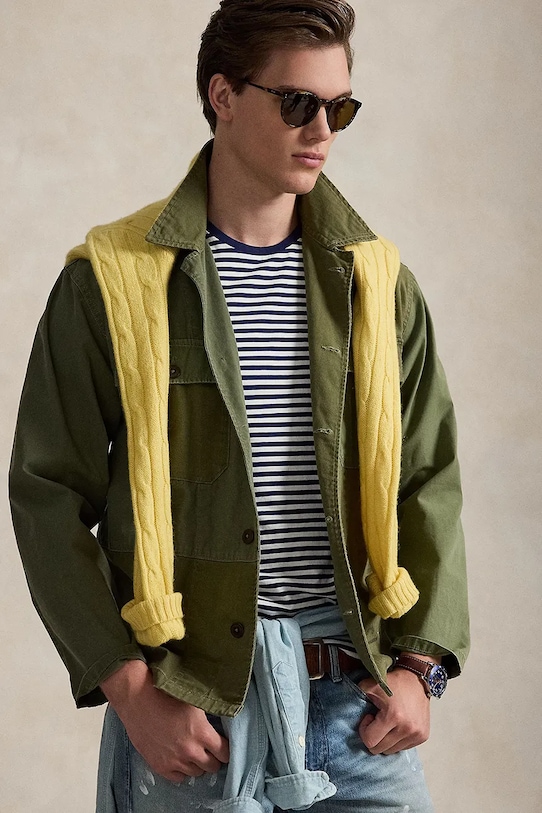 Bombažna kratka majica Polo Ralph Lauren 710956828 mornarsko modra