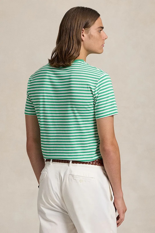 Бавовняна футболка Polo Ralph Lauren 710956828 зелений SS25