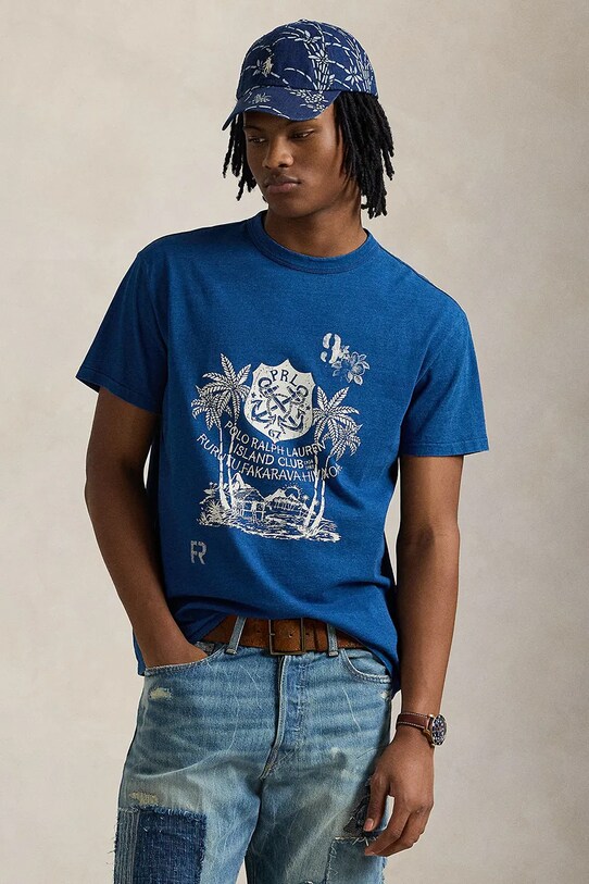 Polo Ralph Lauren t-shirt bawełniany nadruk niebieski 710958248