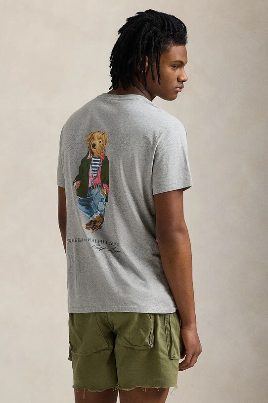Бавовняна футболка Polo Ralph Lauren 710961125 сірий SS25