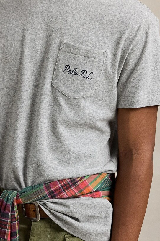 Бавовняна футболка Polo Ralph Lauren сірий 710961125
