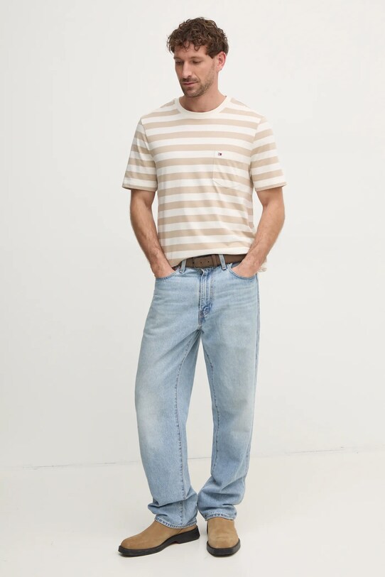 Tommy Hilfiger tricou din bumbac MW0MW37283 bej SS25
