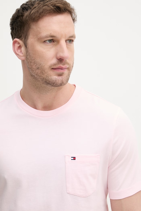 Tommy Hilfiger T-shirt ανδρικό βαμβακερό ροζ MW0MW37283