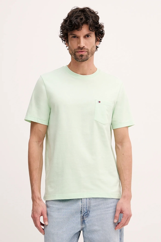 Tommy Hilfiger t-shirt bawełniany zielony MW0MW37283