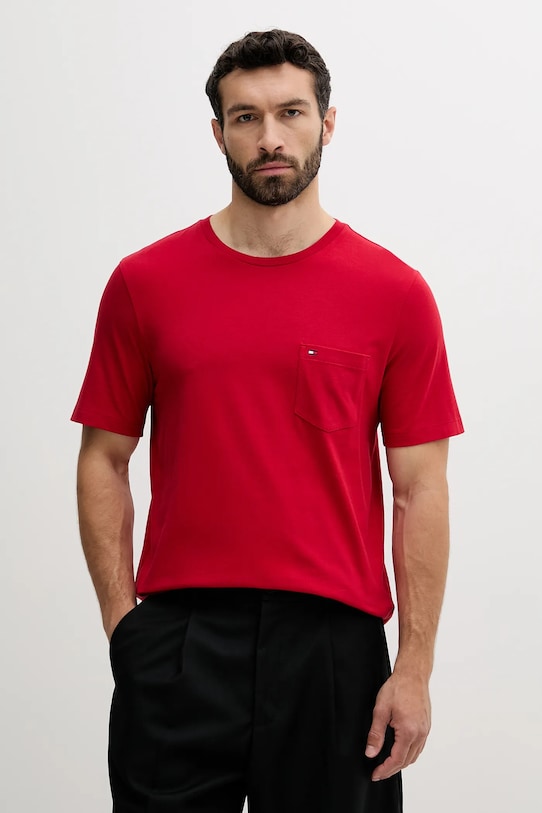 Bavlněné tričko Tommy Hilfiger červená MW0MW37283