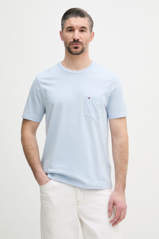Tommy Hilfiger T-shirt męski bawełniany niebieski MW0MW37283