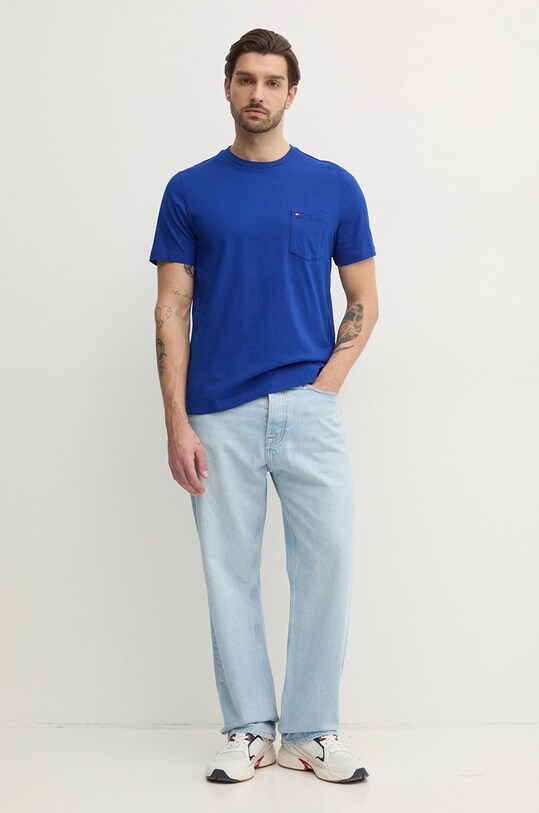 Bavlnené tričko Tommy Hilfiger MW0MW37283 modrá SS25