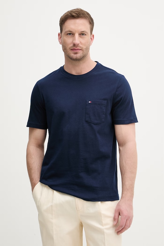 Tommy Hilfiger t-shirt ανδρικό βαμβακερό σκούρο μπλε MW0MW37283