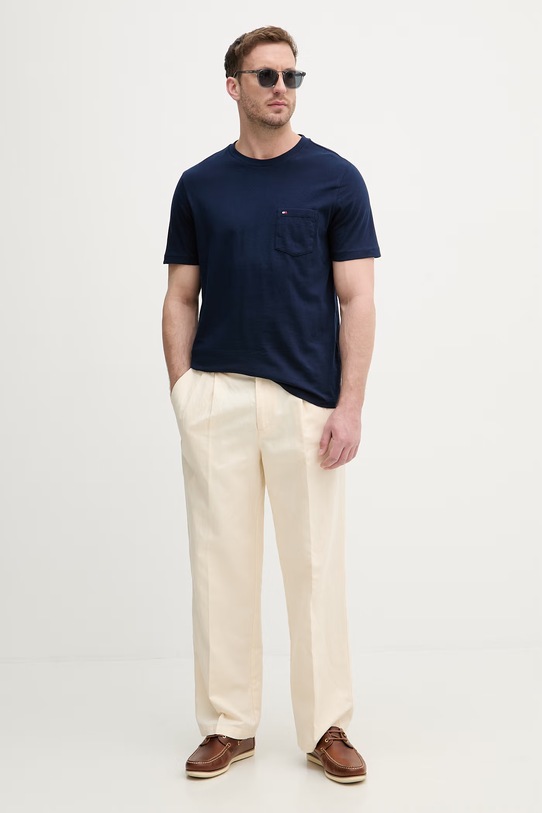 Tommy Hilfiger t-shirt ανδρικό βαμβακερό MW0MW37283 σκούρο μπλε SS26