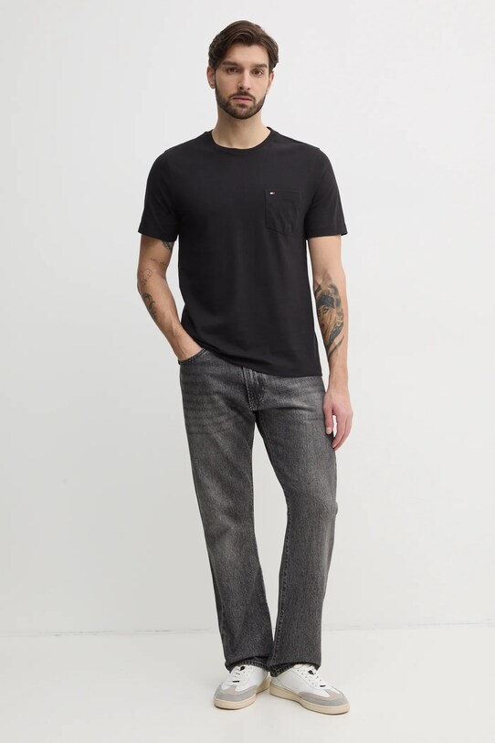 Tommy Hilfiger tricou din bumbac MW0MW37283 negru SS25