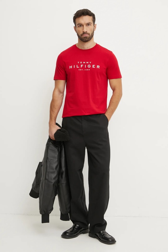 Хлопковая футболка Tommy Hilfiger MW0MW37448 красный SS25