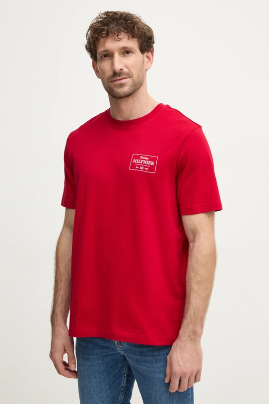 Tommy Hilfiger tricou din bumbac print rosu MW0MW37454