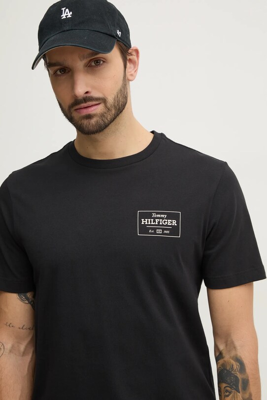 Bavlnené tričko Tommy Hilfiger čierna MW0MW37454