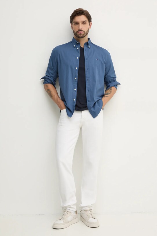 Tommy Hilfiger tricou din bumbac MW0MW38078 bleumarin SS25