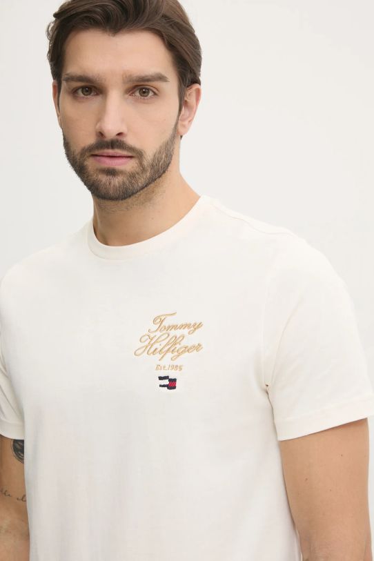 Îmbrăcăminte Tommy Hilfiger tricou din bumbac MW0MW38334 bej