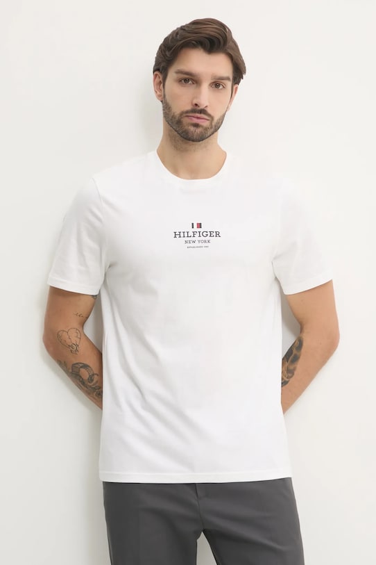 Tommy Hilfiger t-shirt nadruk beżowy MW0MW38980