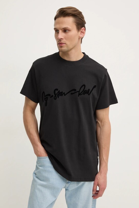 G-Star t-shirt bawełniany nadruk czarny D25148.C336