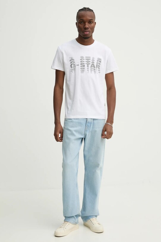 G-Star tricou din bumbac D25140.336 alb SS25