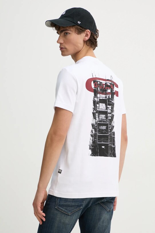 G-Star tricou din bumbac print alb D25141.C812