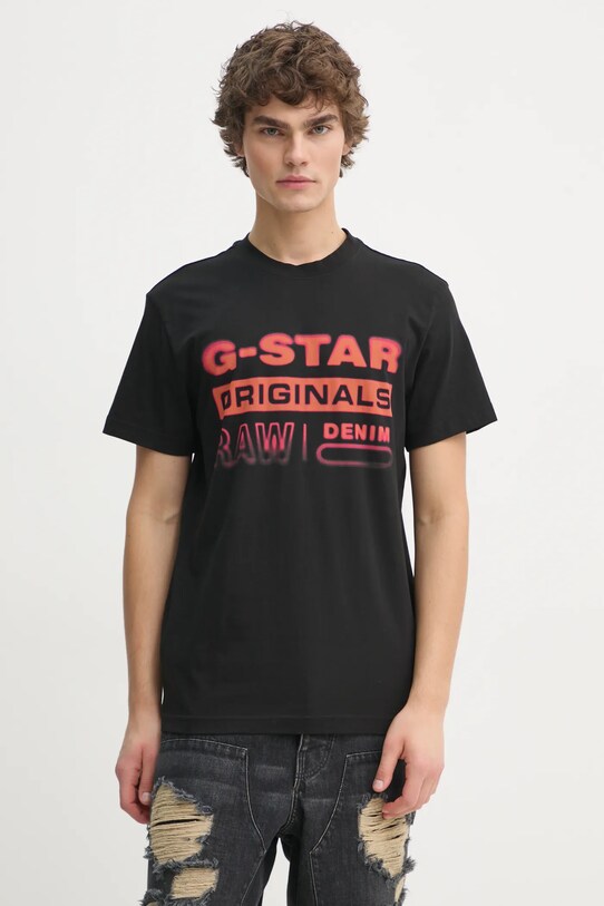 G-Star tricou din bumbac print negru D25149.336