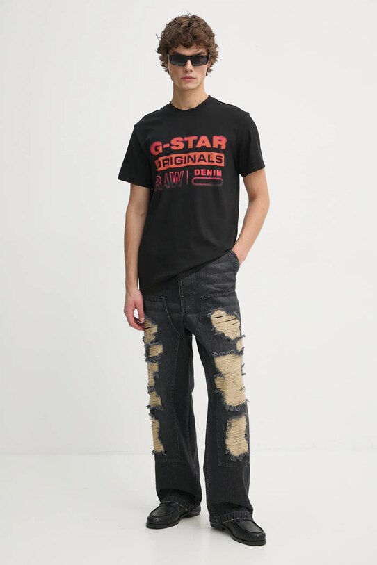 G-Star tricou din bumbac D25149.336 negru SS25