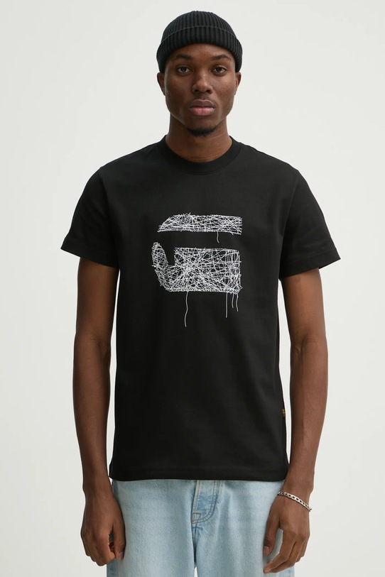 Bavlnené tričko G-Star potlač čierna D25674.C336