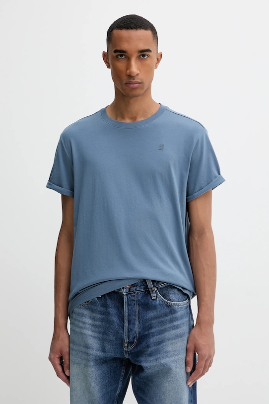 G-Star tricou din bumbac uni albastru D16396.B353.