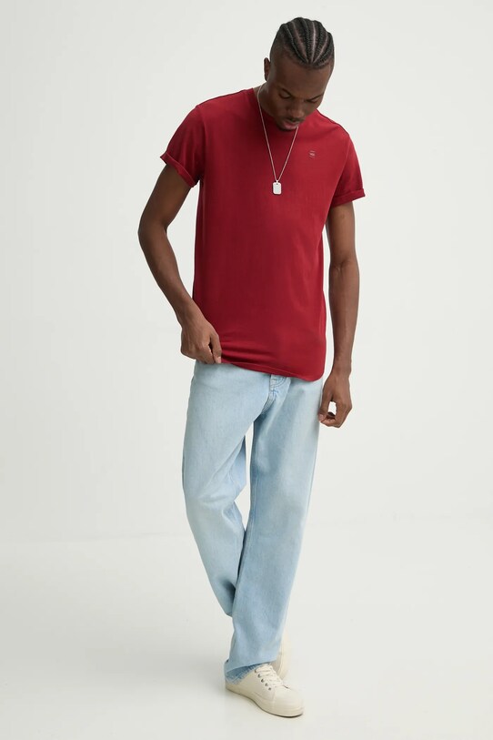 G-Star tricou din bumbac D16396.B353. burgundia SS25