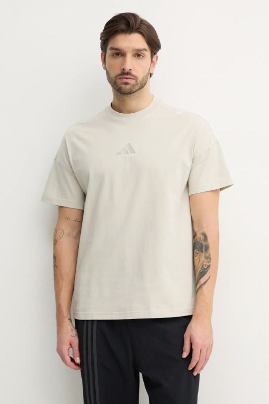 adidas t-shirt bawełniany ALL SZN aplikacja beżowy JI6403