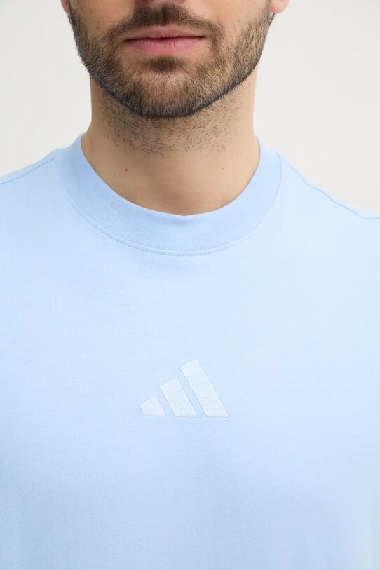 Бавовняна футболка adidas ALL SZN JI6404 блакитний