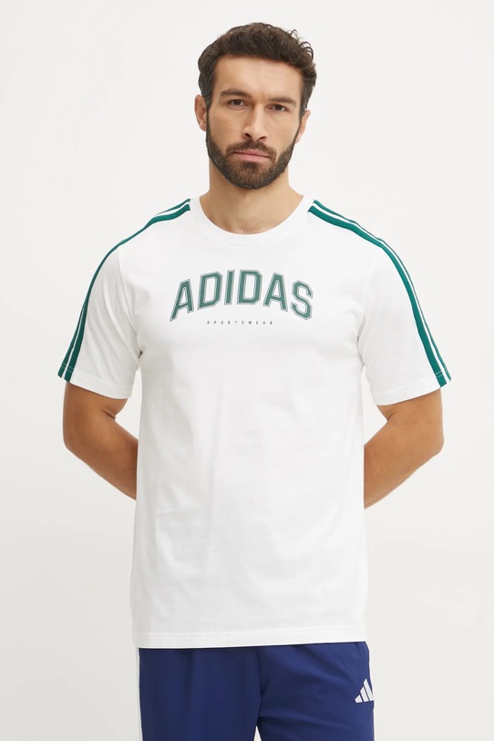 Бавовняна футболка adidas M C COLLE Collegiate бежевий JJ3868