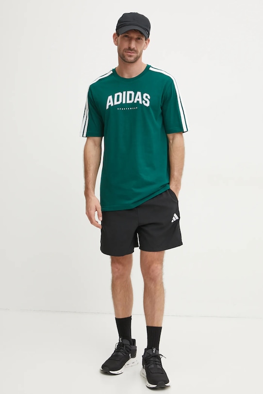 Хлопковая футболка adidas M C COLLE Collegiate JJ3869 зелёный SS25