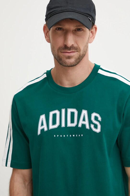Хлопковая футболка adidas M C COLLE Collegiate зелёный JJ3869