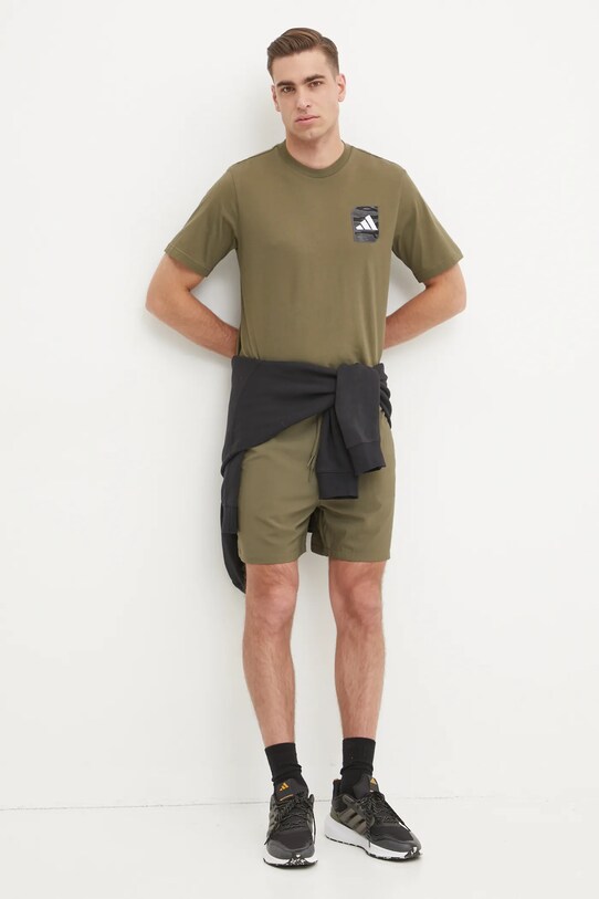 Хлопковая футболка adidas Camo JI6759 зелёный SS25