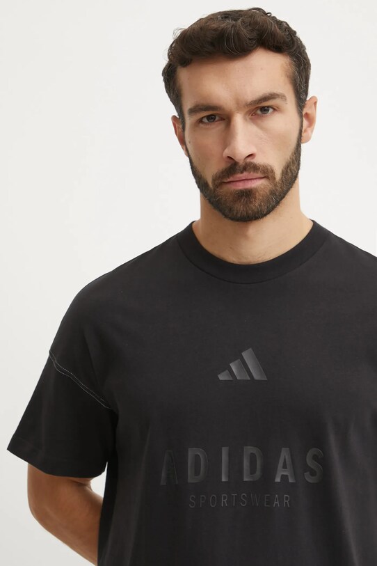 Хлопковая футболка adidas ALL SZN Graphic чёрный JJ3658