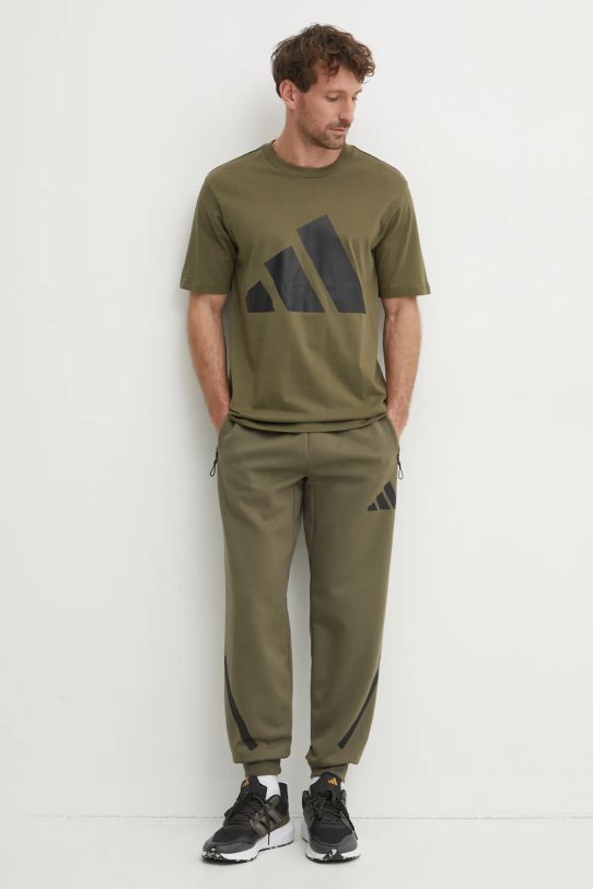 Хлопковая футболка adidas Essentials JE8931 зелёный SS25