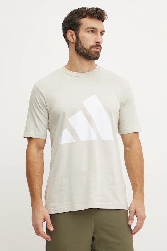 Bavlnené tričko adidas Essentials potlač béžová JE8933