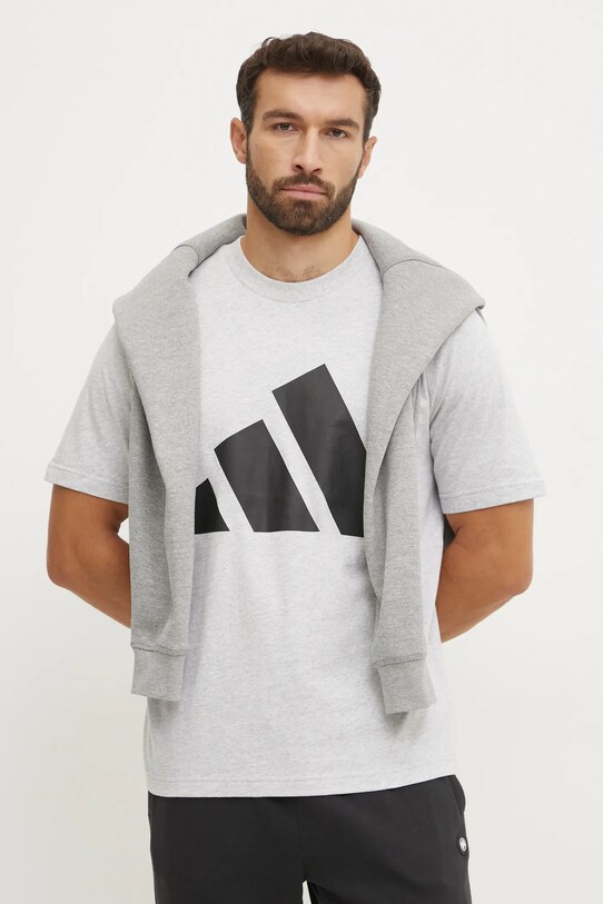adidas t-shirt bawełniany Essentials regular szary JE8946
